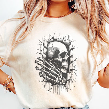 Skull In The Wall PNG, Skeleton png - 300 DPI Design for T-Shirt