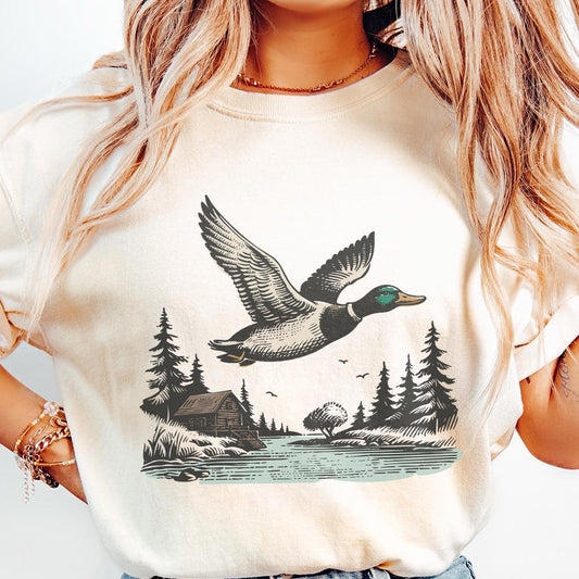 Vintage Wild Duck PNG, Mallard Duck Clipart - 300 DPI Design for T-Shirt
