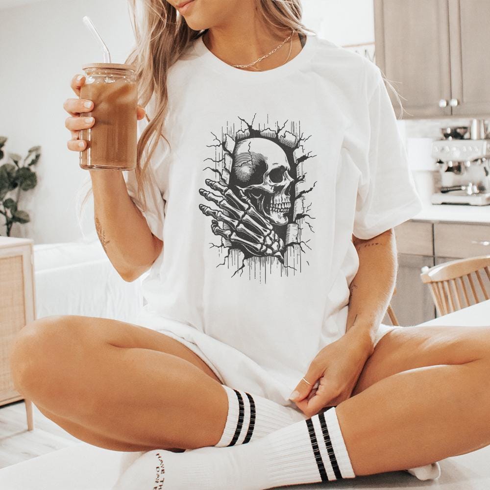 Skull In The Wall PNG, Skeleton png - 300 DPI Design for T-Shirt