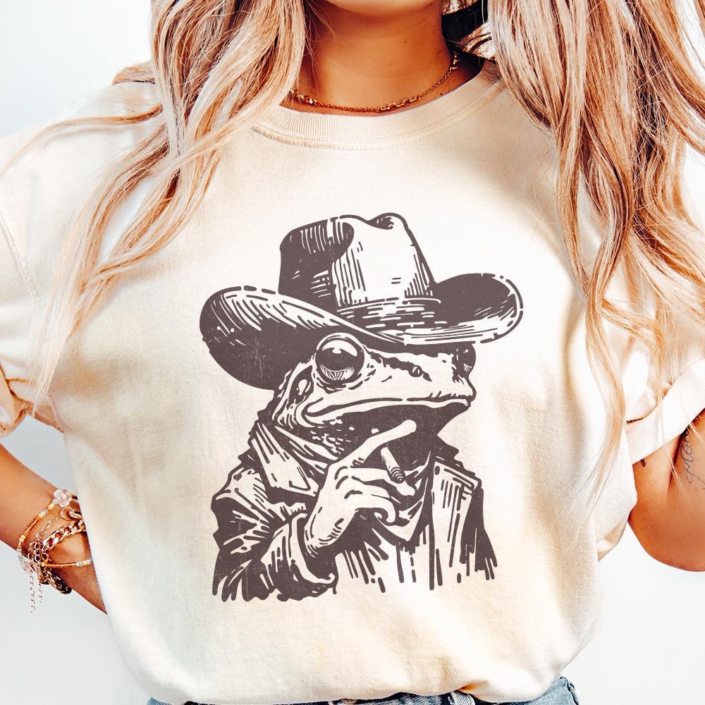 Cowboy Frog PNG, Funny Frog Meme PNG - 300 DPI Design for T-Shirt