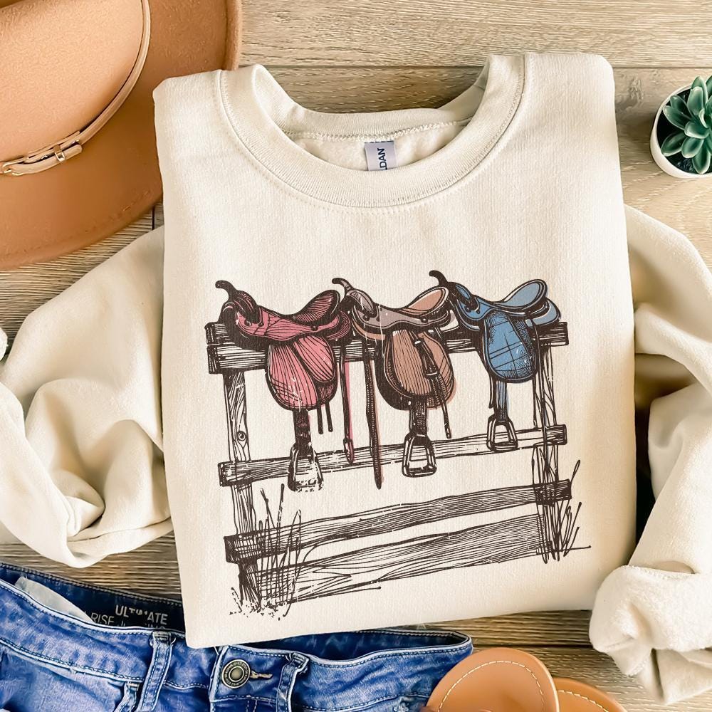 Western Saddle Design PNG, Sublimation Design - 300 DPI Design for T-Shirt
