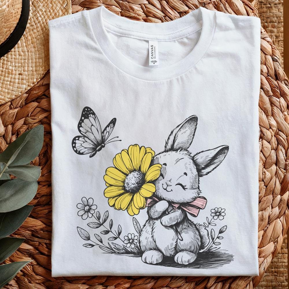 Bunny png File, Butterfly png Design - 300 DPI Design for T-Shirt