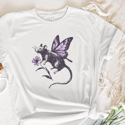 Charming fairy core rat illustration with butterfly wings, ideal for creating custom tumblers, stickers, and magical woodland themed crafts.