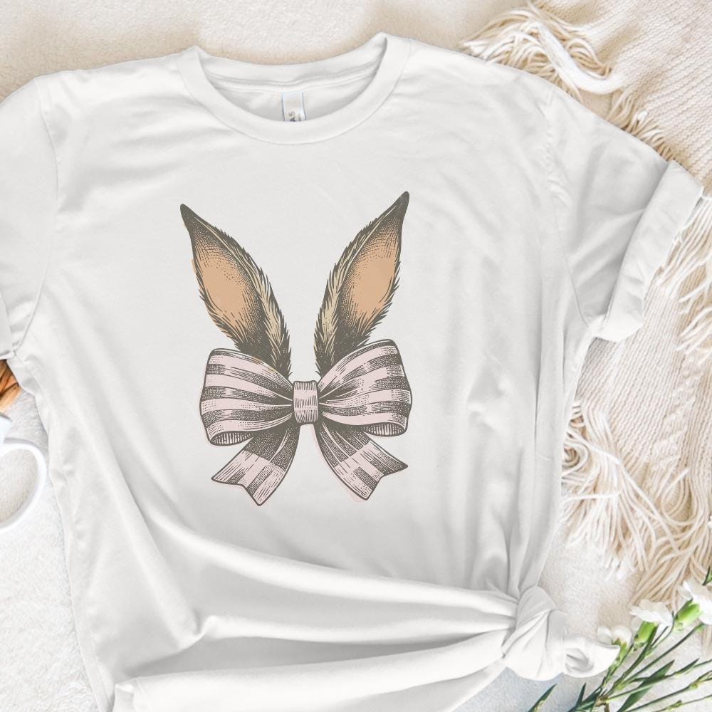Bunny Easter Coquette PNG, Easter Bunny Shirt Design - 300 DPI Design for