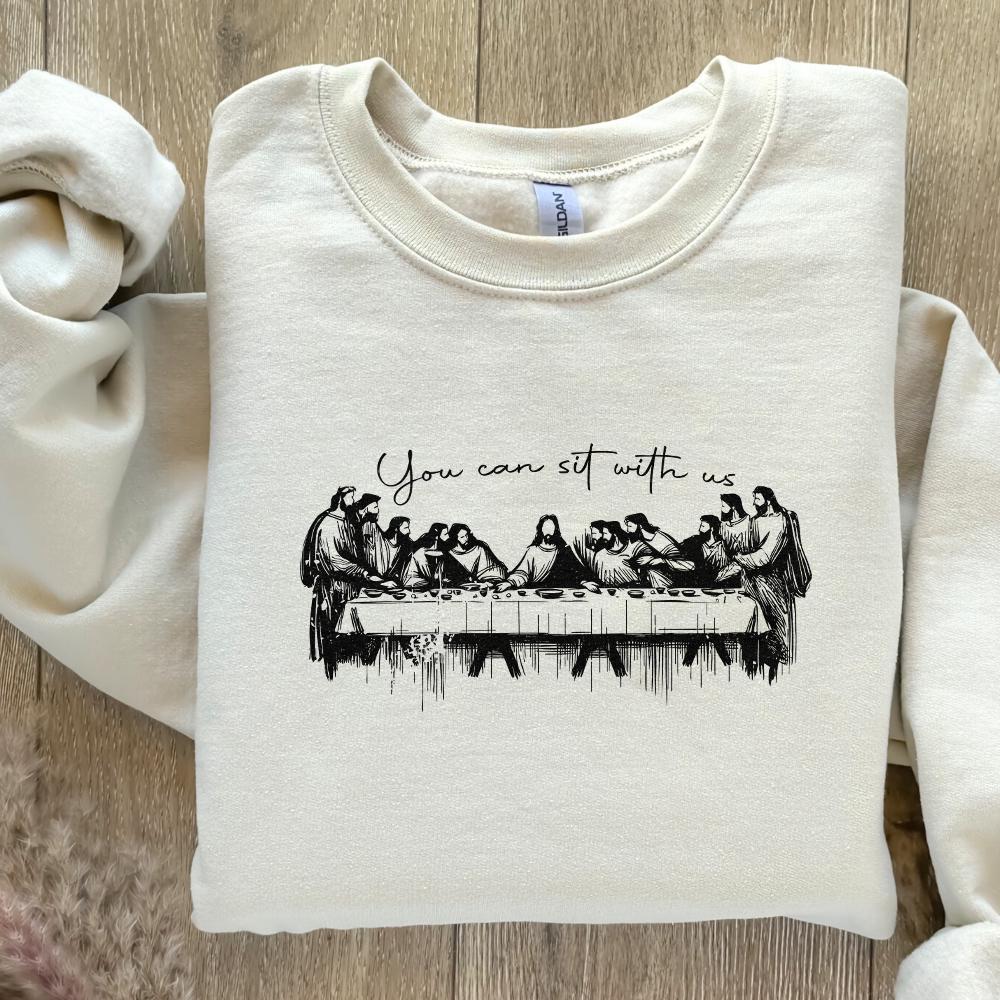 You Can Sit With Us Christian png, Jesus Line Art - 300 DPI Design for