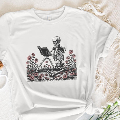 Book Reading Skeleton PNG, Gothic T-shirt Design - 300 DPI Design for