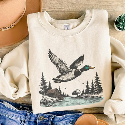 Vintage Wild Duck PNG, Mallard Duck Clipart - 300 DPI Design for T-Shirt