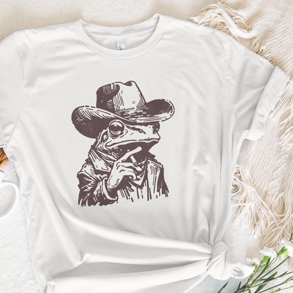 Cowboy Frog PNG, Funny Frog Meme PNG - 300 DPI Design for T-Shirt