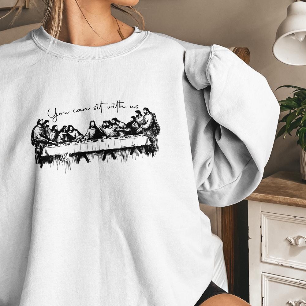 You Can Sit With Us Christian png, Jesus Line Art - 300 DPI Design for