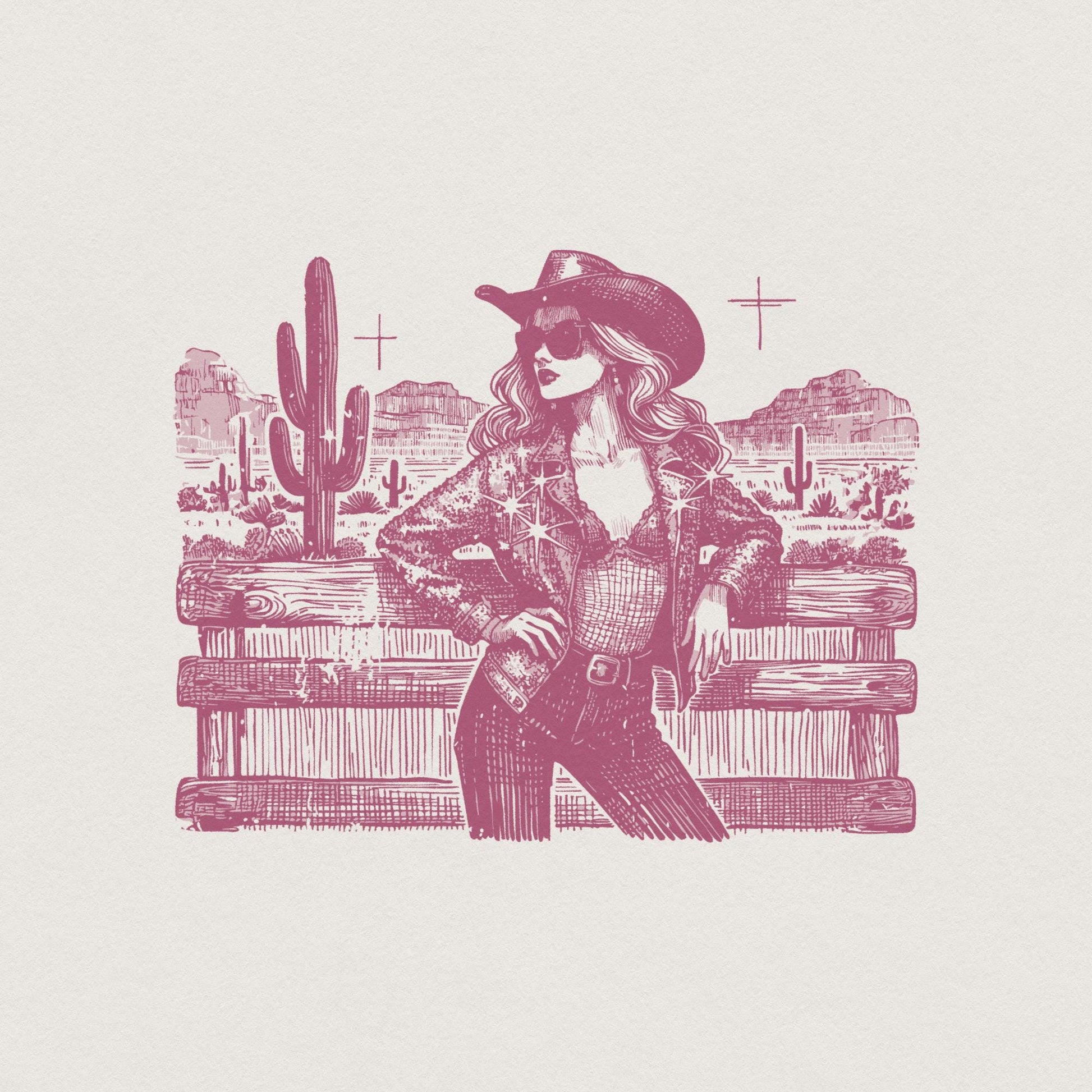 Sassy Cowgirl Western PNG, Retro Sublimation Download - 300 DPI Design