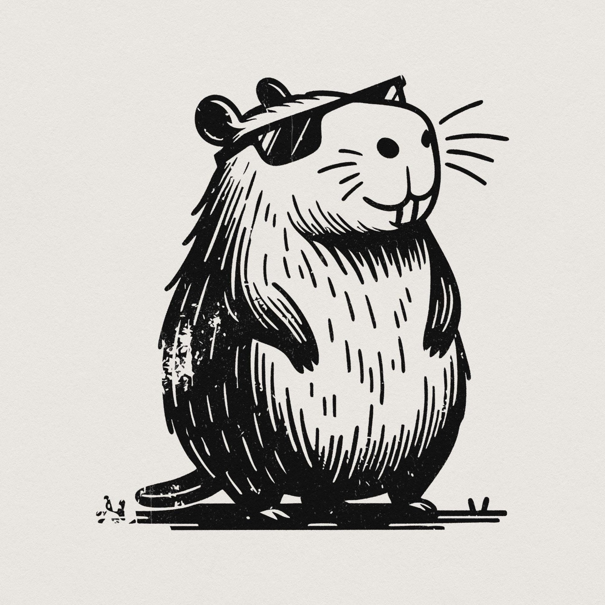 Cool and Funny Capybara Retro Design PNG Cute Quirky Creature Digital