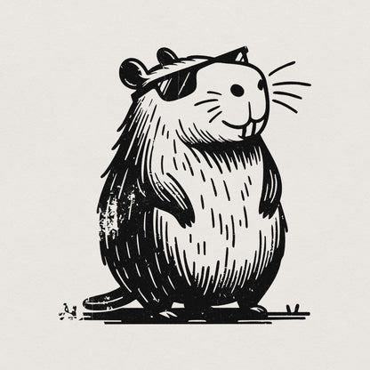 Cool and Funny Capybara Retro Design PNG Cute Quirky Creature Digital