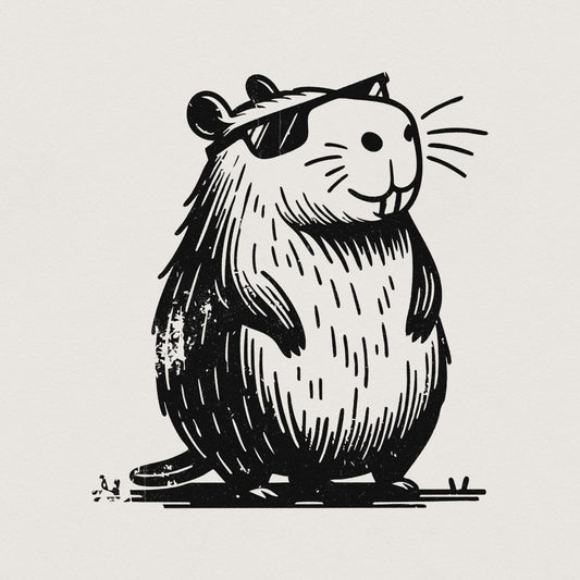 Cool and Funny Capybara Retro Design PNG Cute Quirky Creature Digital