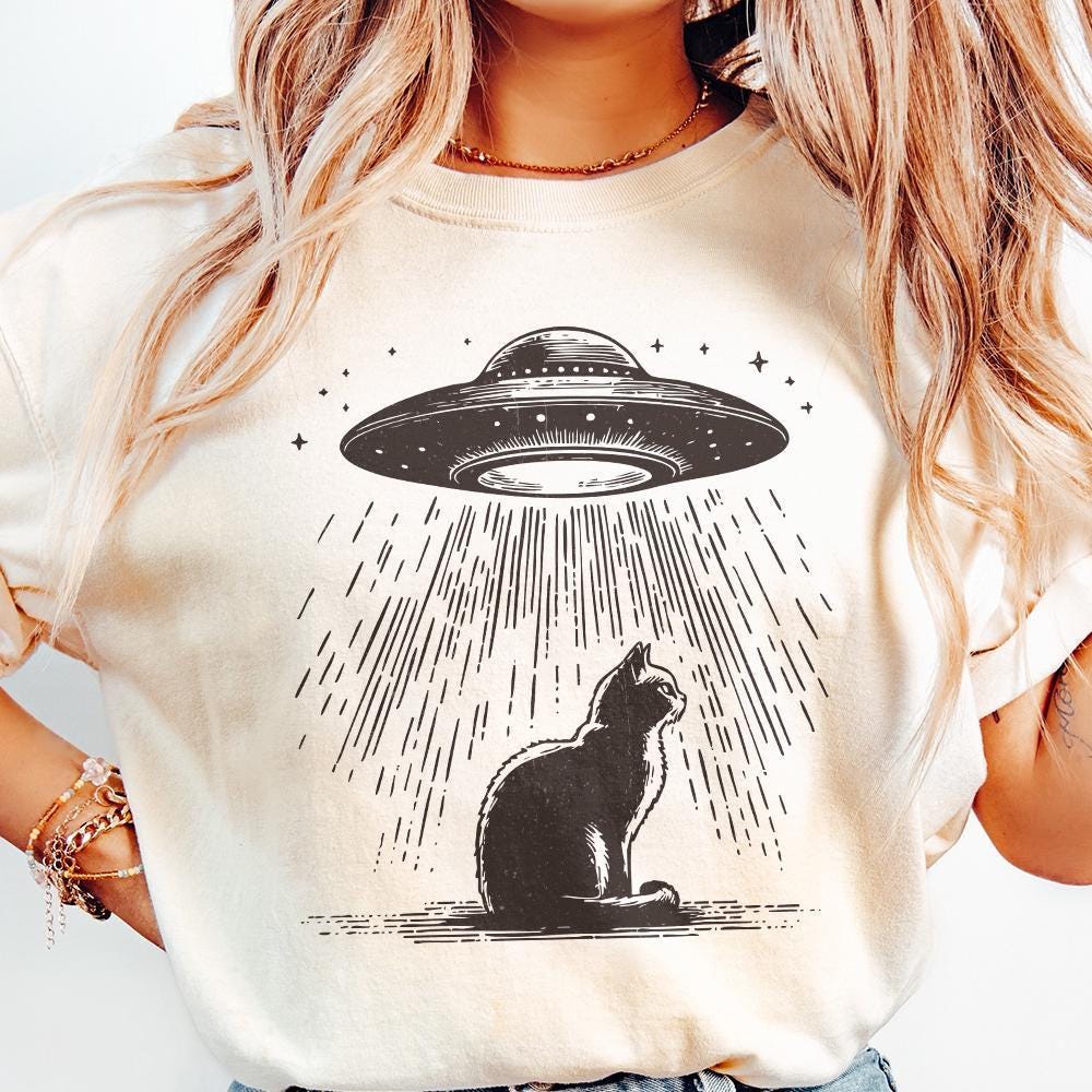 Funny Cat Shirt PNG, Retro Space Cat - 300 DPI Design for T-Shirt