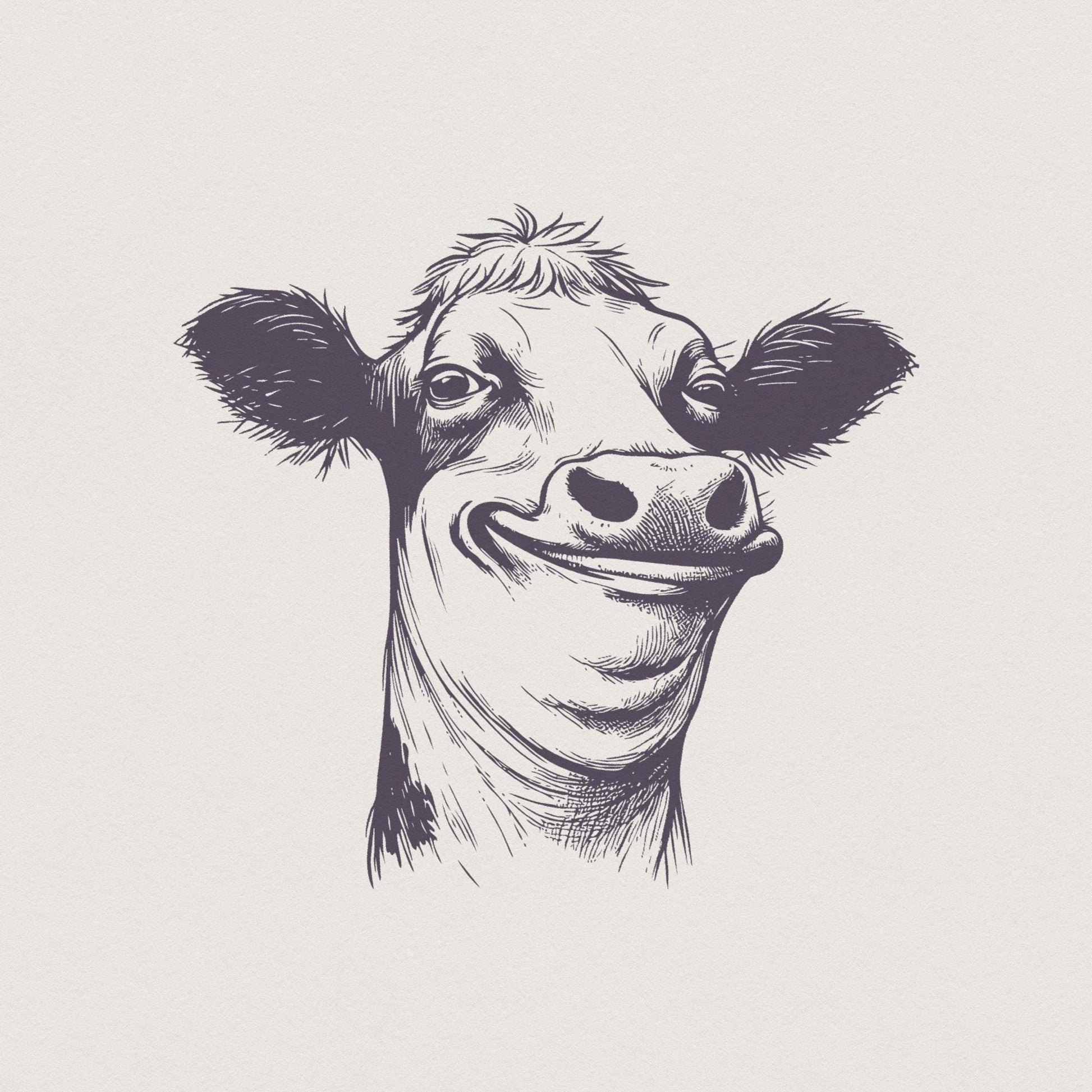 Quirky Cow Clipart Pack, Funny Heifer PNG - 300 DPI Design for T-Shirt