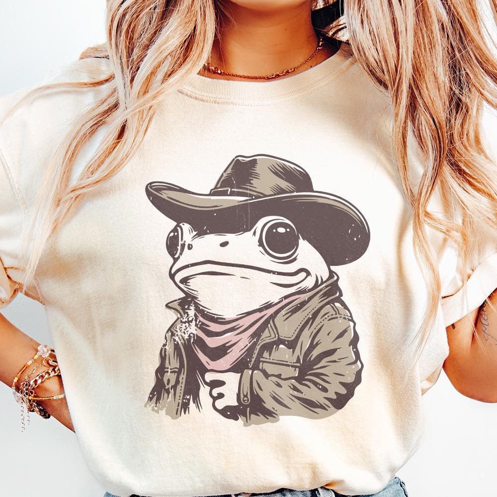 Cowboy Frog PNG, Funny Meme PNG - 300 DPI Design for T-Shirt