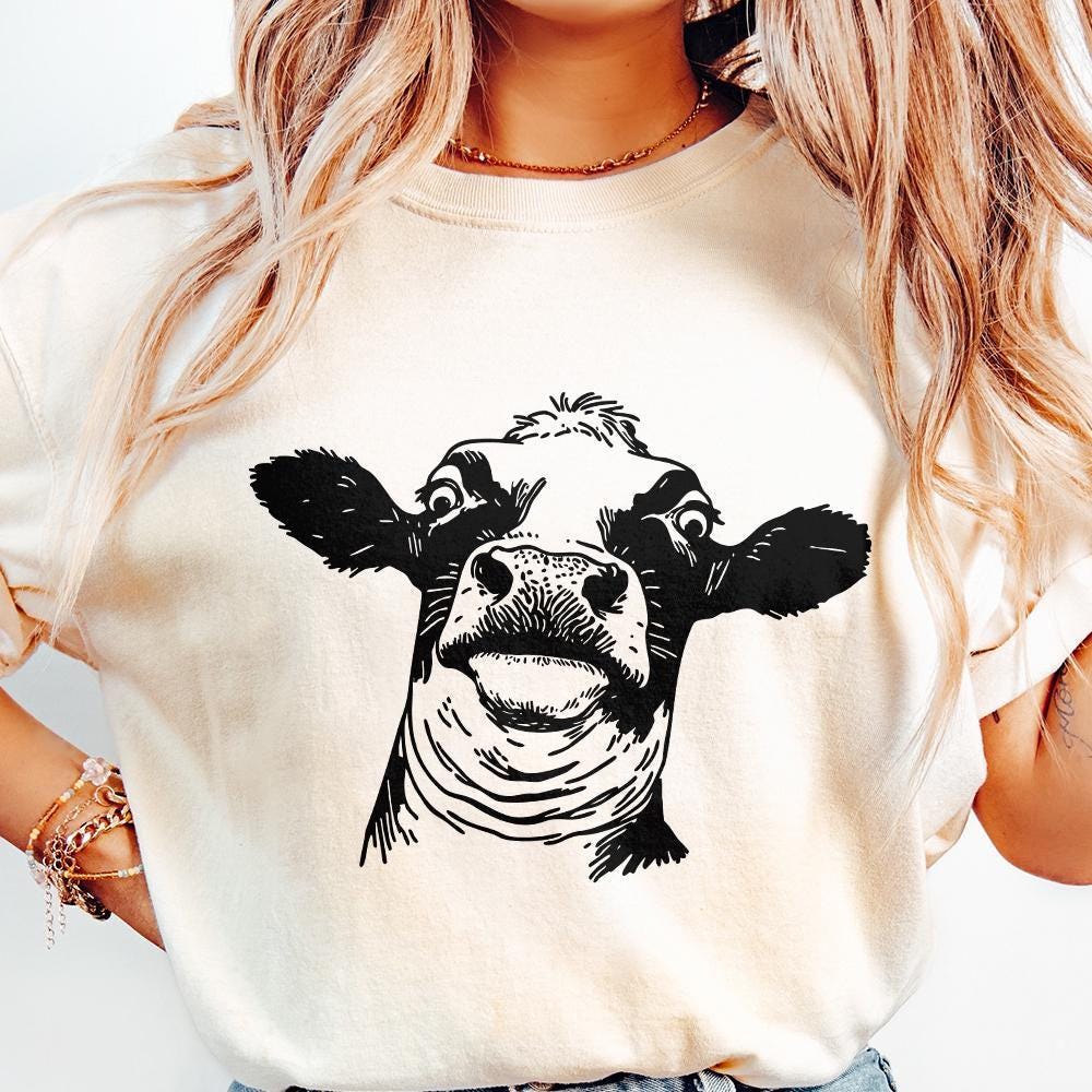 Quirky Cow PNG, Funny Heifer PNG - 300 DPI Design for T-Shirt