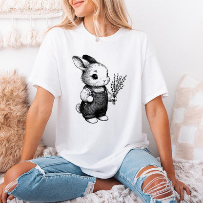 Cute Bunny Botanical PNG, Bunny Clipart - 300 DPI Design for T-Shirt