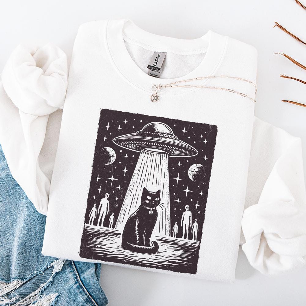 UFO Cat PNG, Funny Cat Shirt - 300 DPI Design for T-Shirt