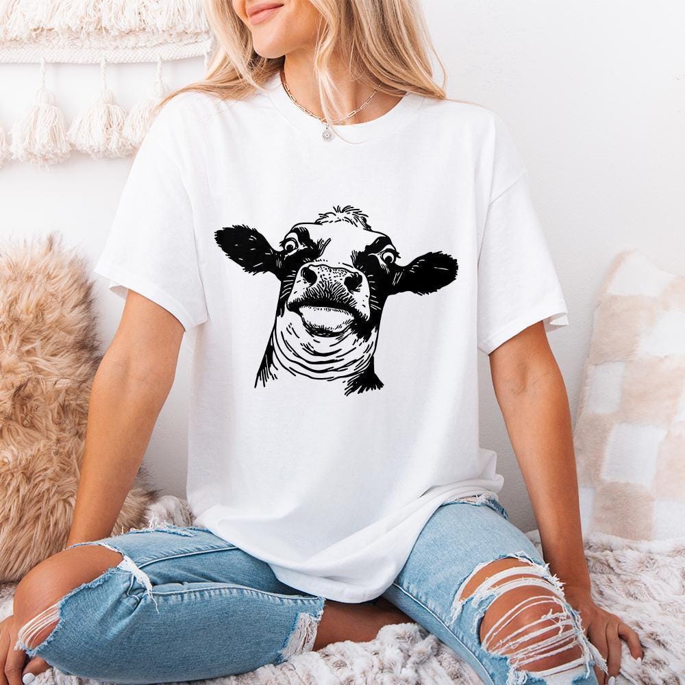 Quirky Cow PNG, Funny Heifer PNG - 300 DPI Design for T-Shirt