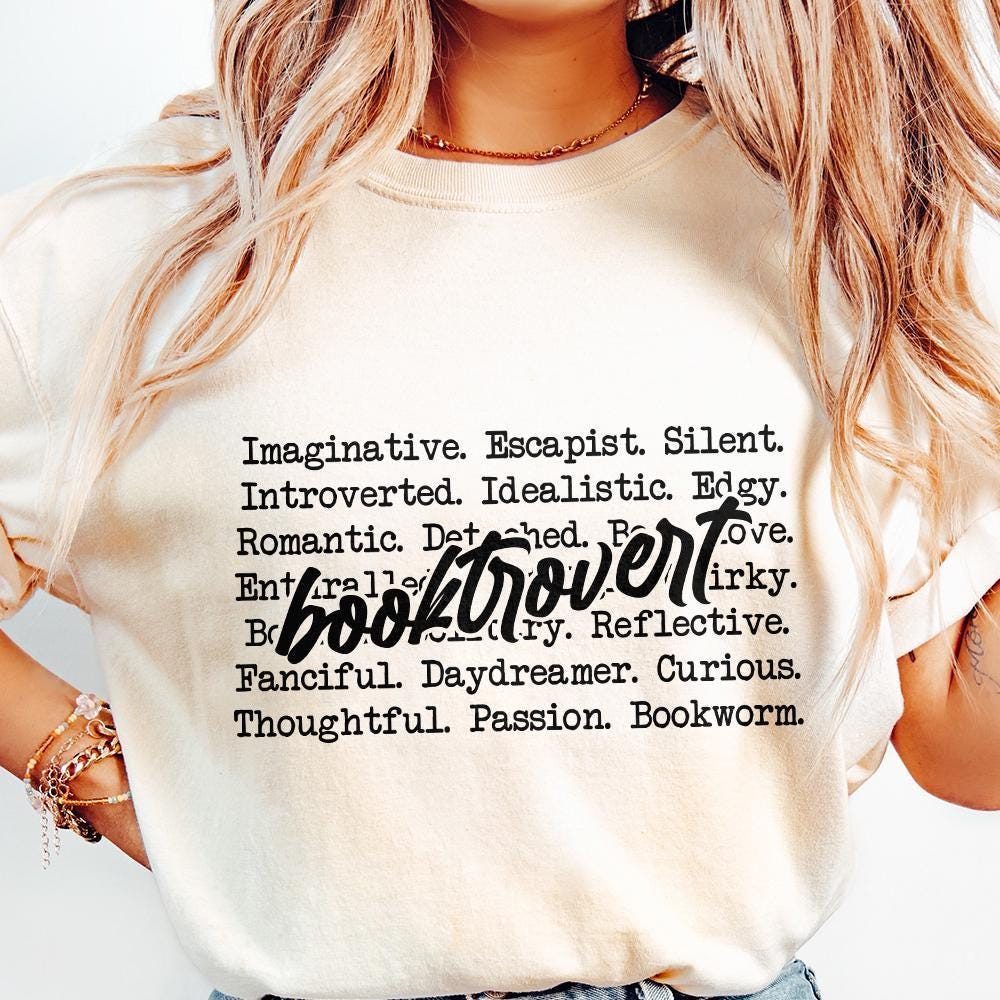 Booktrovert Words PNG, Funny Book Lover - 300 DPI Design for T-Shirt