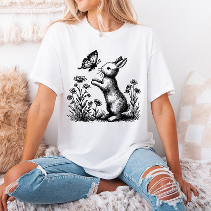 Bunny and Butterfly PNG, Spring Bunny Decorative Design - 300 DPI Design