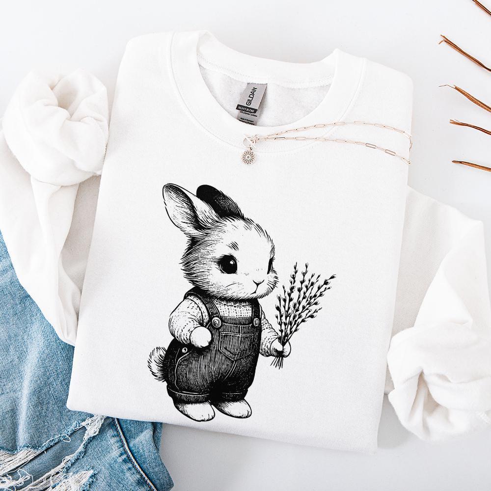 Cute Bunny Botanical PNG, Bunny Clipart - 300 DPI Design for T-Shirt