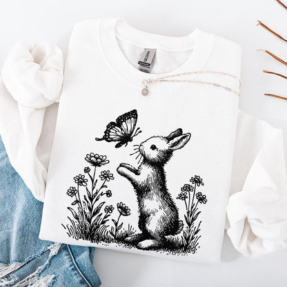 Bunny and Butterfly PNG, Spring Bunny Decorative Design - 300 DPI Design