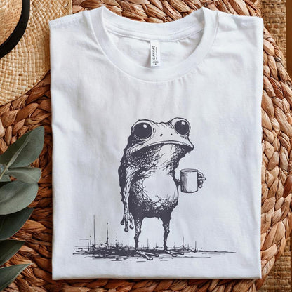 Sarcastic Frog with Coffee Cup PNG, Funny Animal Design - 300 DPI Design