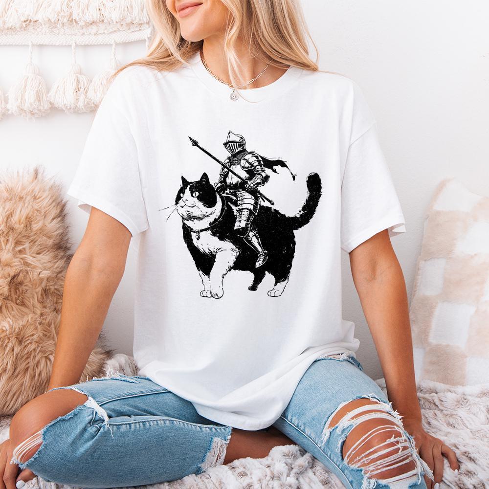 Knight Cat Fantasy Art PNG, Medieval Art Design - 300 DPI Design for