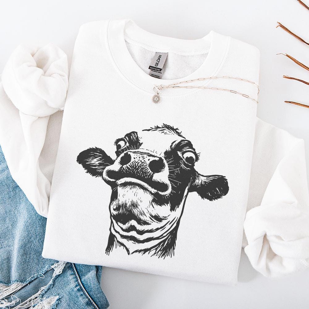 Funny Cow PNG, Quirky Cow Portrait - 300 DPI Design for T-Shirt