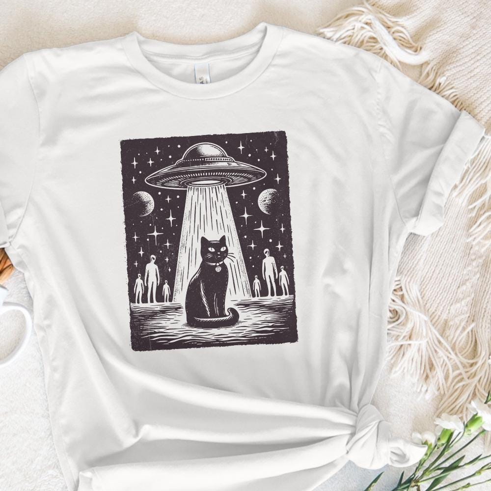 UFO Cat PNG, Funny Cat Shirt - 300 DPI Design for T-Shirt