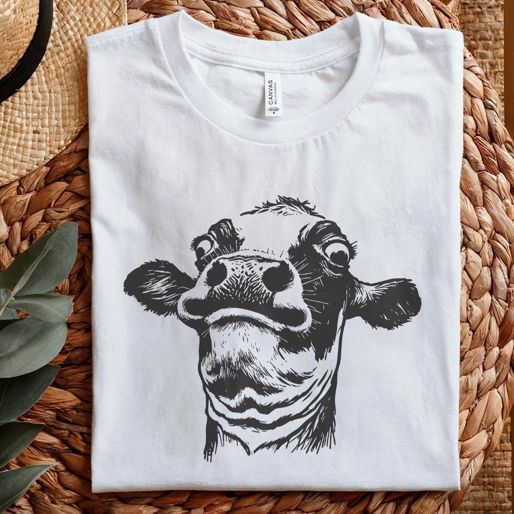 Funny Cow PNG, Quirky Cow Portrait - 300 DPI Design for T-Shirt