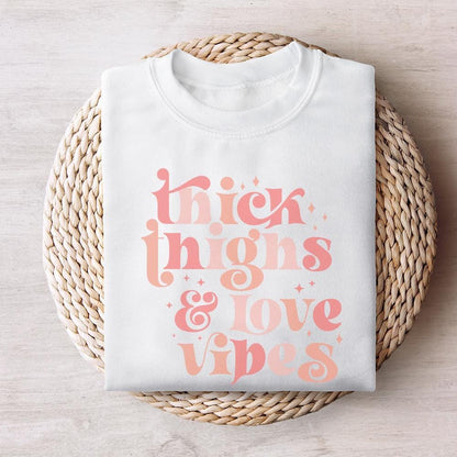 Thick Thighs Love Vibes Retro PNG, Valentine's Day - 300 DPI Design for