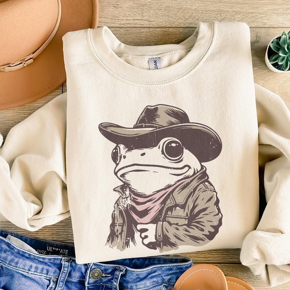 Cowboy Frog PNG, Funny Meme PNG - 300 DPI Design for T-Shirt