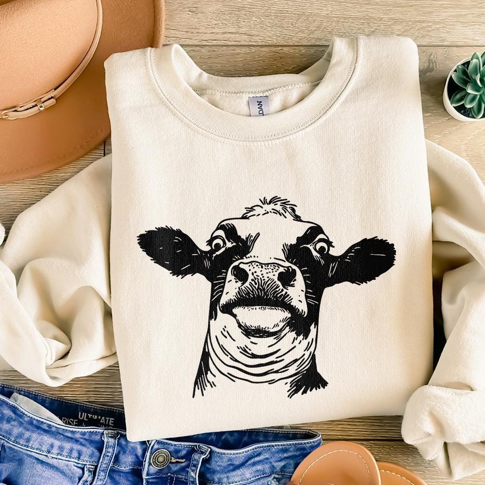 Quirky Cow PNG, Funny Heifer PNG - 300 DPI Design for T-Shirt