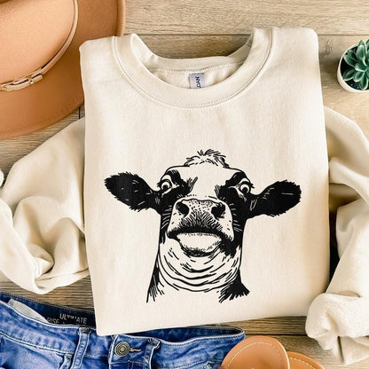 Quirky Cow PNG, Funny Heifer PNG - 300 DPI Design for T-Shirt