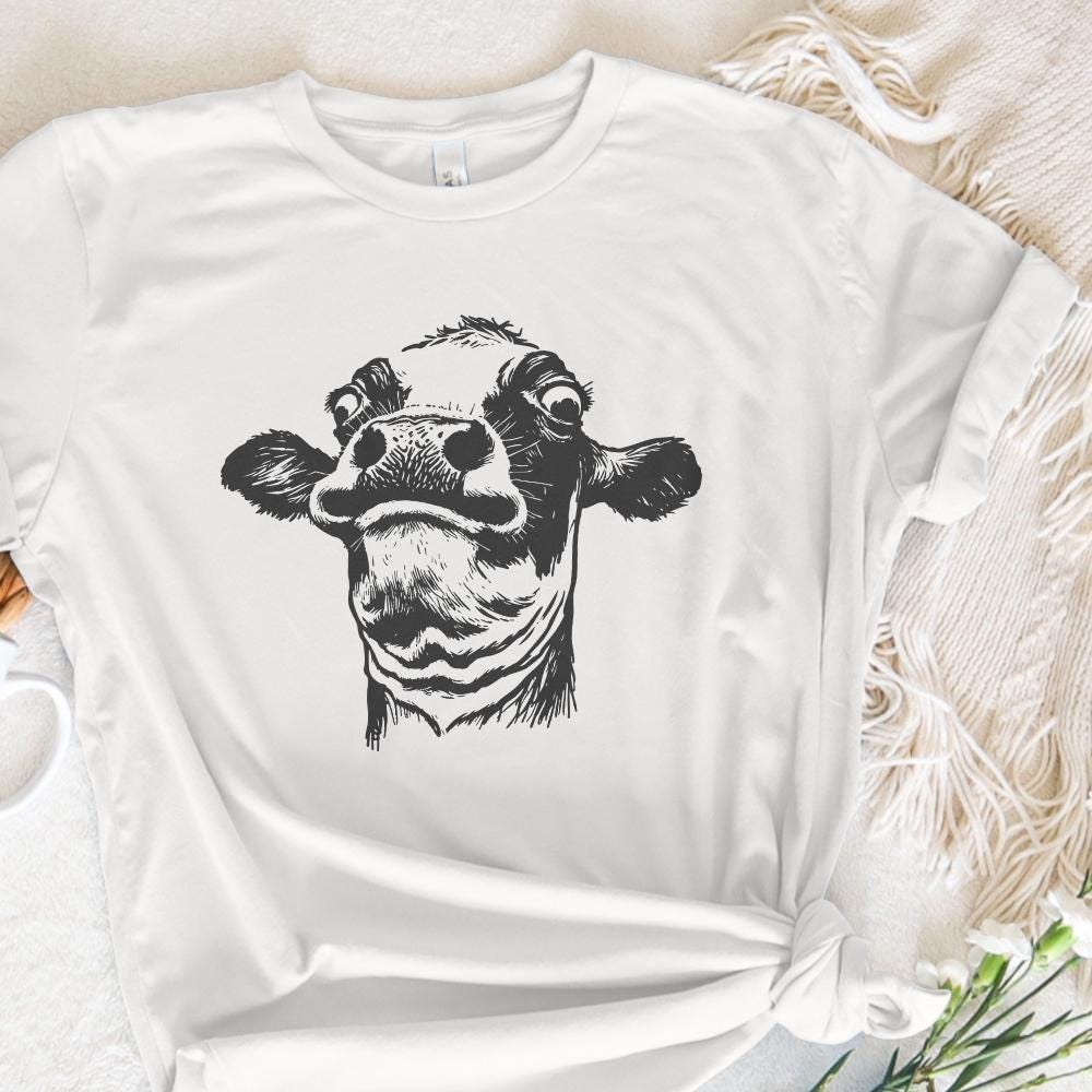 Funny Cow PNG, Quirky Cow Portrait - 300 DPI Design for T-Shirt