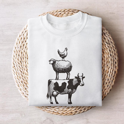 Vintage Farm Animals Stacking PNG, Country Style Tshirt - 300 DPI Design
