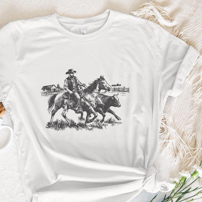 Vintage Cowboy Horse PNG Retro Wrangler Art Western Rodeo Cattle