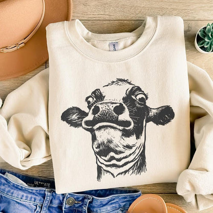 Funny Cow PNG, Quirky Cow Portrait - 300 DPI Design for T-Shirt