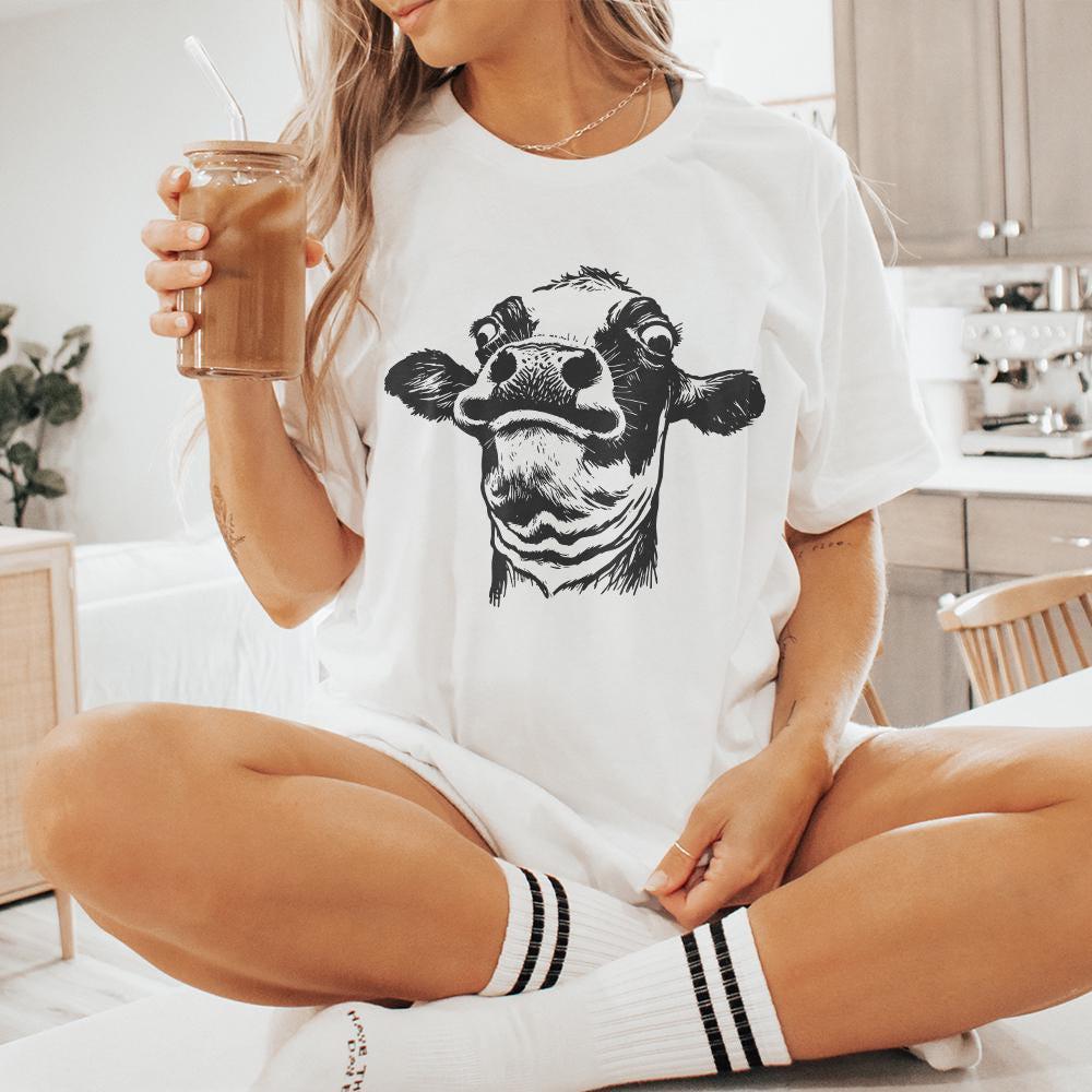 Funny Cow PNG, Quirky Cow Portrait - 300 DPI Design for T-Shirt