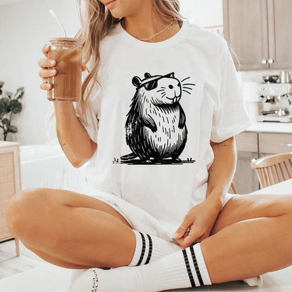 Cool and Funny Capybara Retro Design PNG Cute Quirky Creature Digital