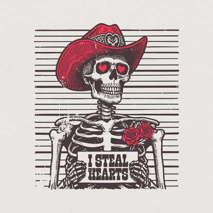 I Steal Hearts Png, Skeleton Cowboy - 300 DPI Design for T-Shirt