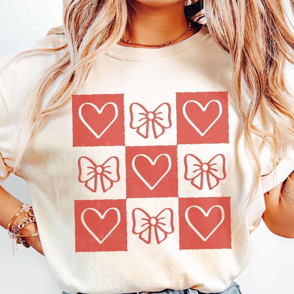 Retro Checkered Valentine's Day PNG, Coquette Valentine Heart Png - 300