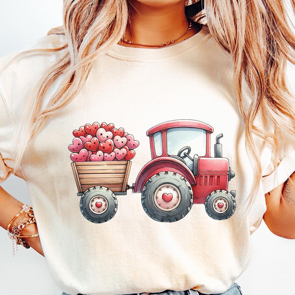 Valentines Day Tractor PNG, Kids Valentine Download - 300 DPI Design for