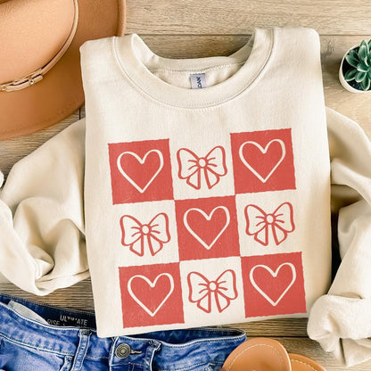 Retro Checkered Valentine's Day PNG, Coquette Valentine Heart Png - 300