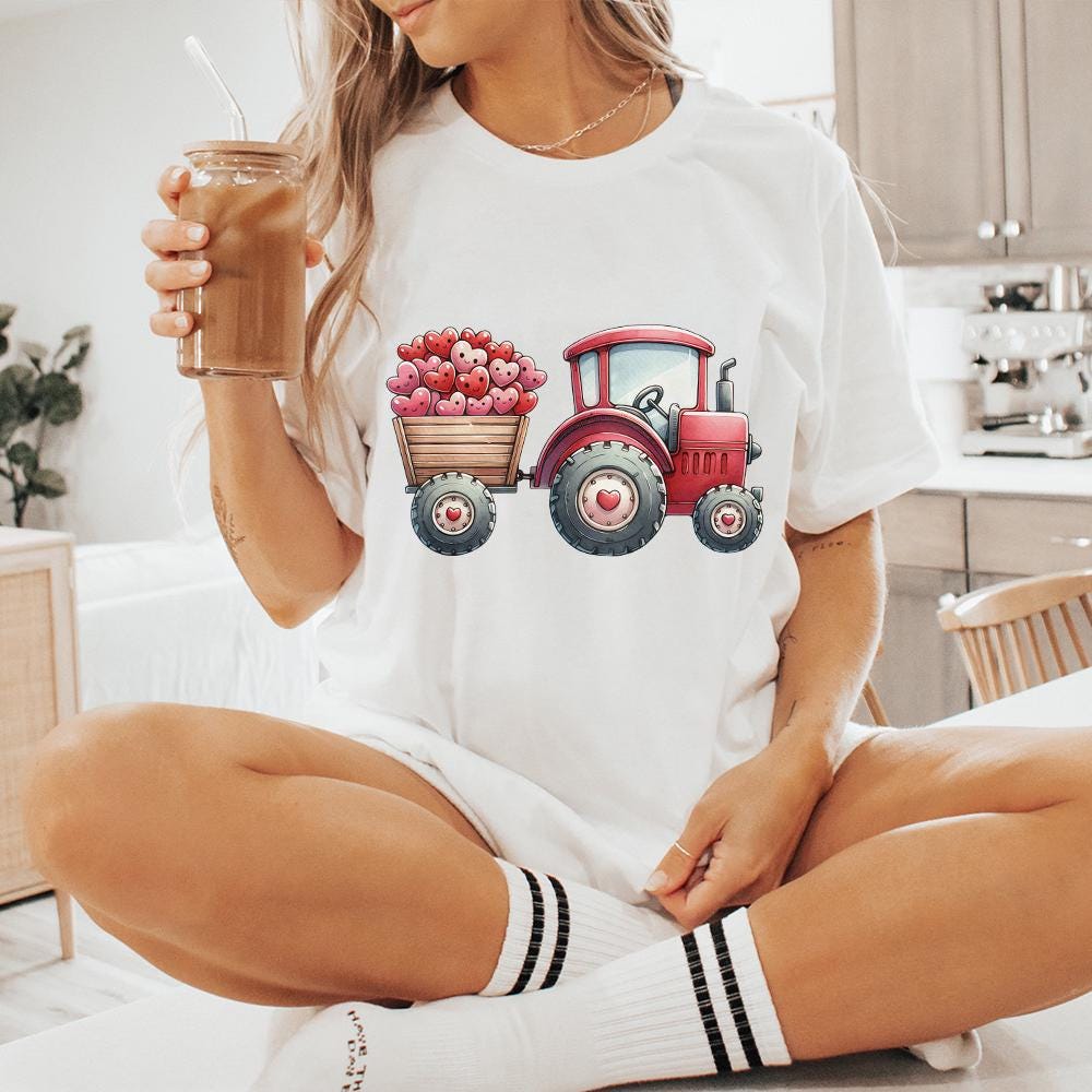 Valentines Day Tractor PNG, Kids Valentine Download - 300 DPI Design for