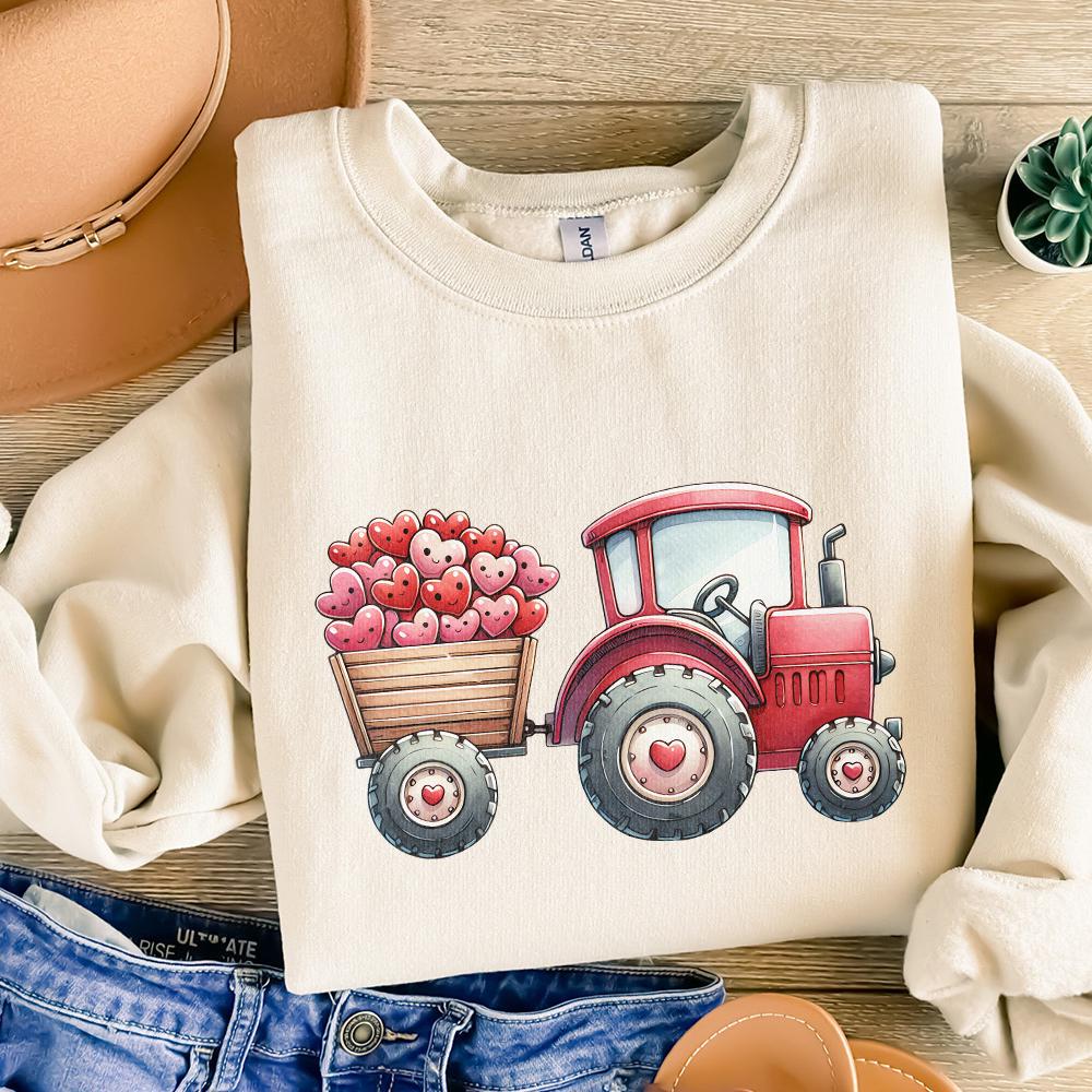 Valentines Day Tractor PNG, Kids Valentine Download - 300 DPI Design for