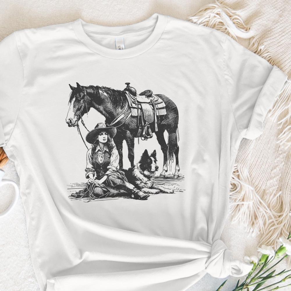 Retro Cowgirl Dog PNG, Western Wild West Digital Download - 300 DPI